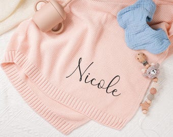 Manta personalizada con nombre de bebé, manta con nombre bordado, manta personalizada para bebé, tejido de algodón suave, manta suave para bebé, regalo para recién nacido, regalo para baby shower