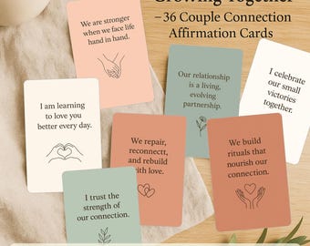 Tarjetas de afirmaciones para parejas: 36 preguntas imprimibles para terapia de pareja (A4/PDF)