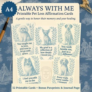 Always With Me - 32 Afdrukbare kaarten voor verlies van hond l Afdrukbaar l huisdier Memorial Deck l Genezing van hondenouders l Ondersteuning bij rouwverwerking bij rouwende hond