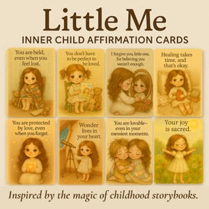 Kleines Ich Inneres Kind Affirmationskarten • Sanfte Heilung Printables • Therapie Deck im Storybook-Stil • Sofortiger Download l 32 Karten + Boni
