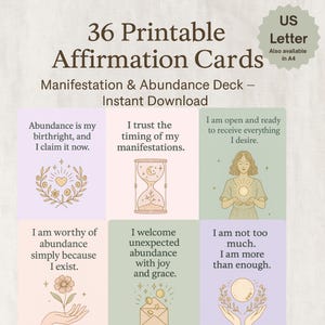 Manifestation & Fülle Affirmationskarten - US Letter Printable Deck für tägliche Rituale und Intentionen