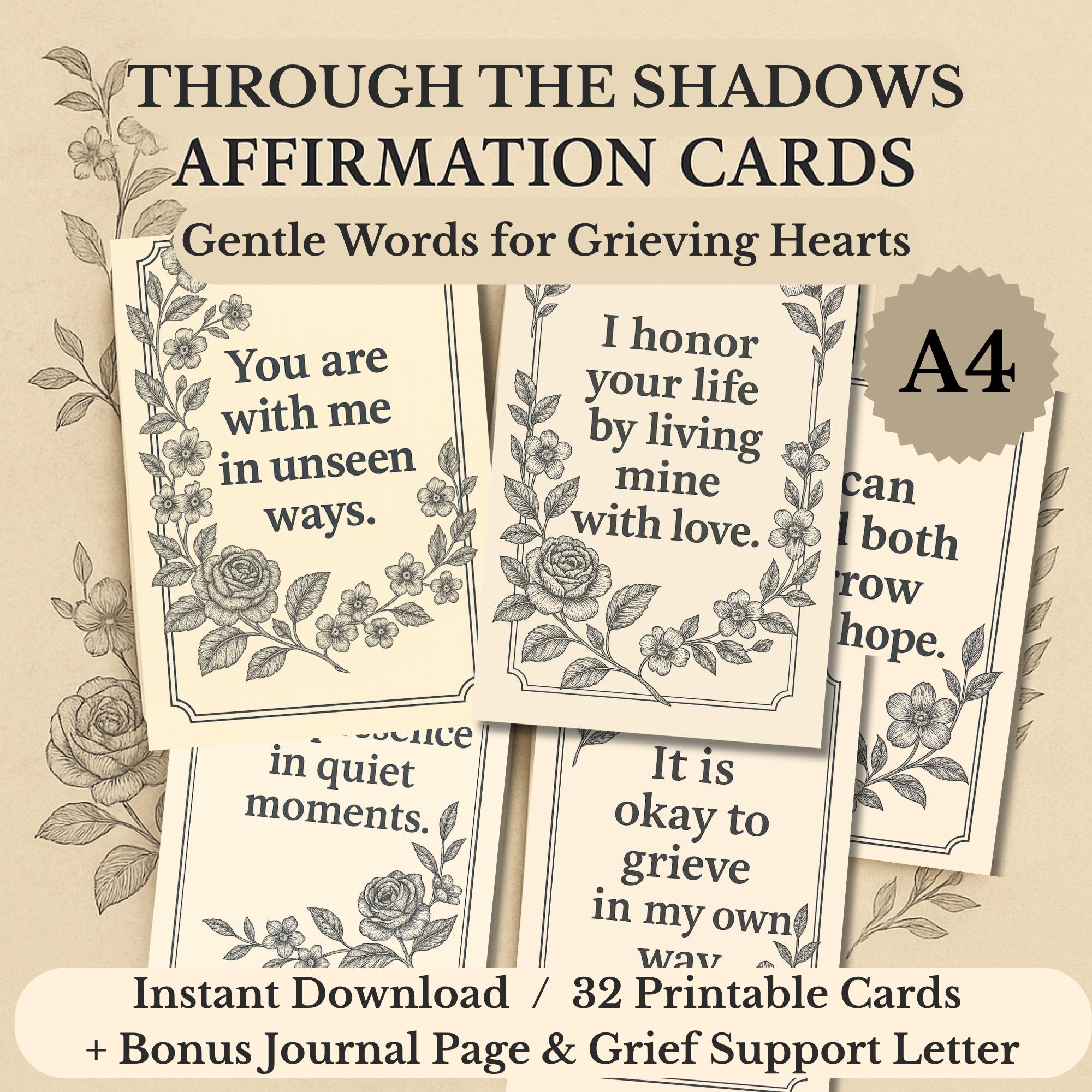 Grief Affirmation Cards: Printable Memorial Cards for Healing (A4 ...