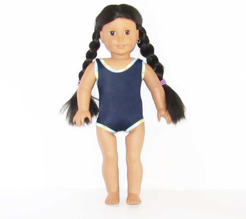 Doll Clothes 18/" Bathing Suit Navy White One-piece Fits American Girl Dolls