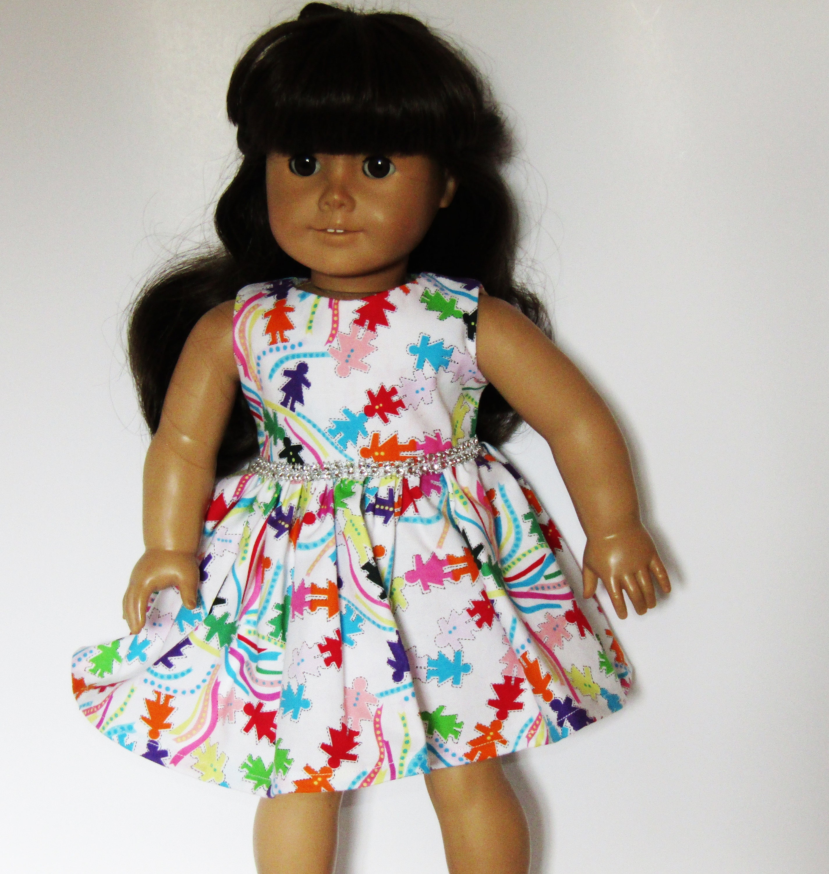 Sundress Paper Doll Dress With Bling Waistline Made to Fit Dolls Like Gotz  or American Girl Doll Clothes 18 