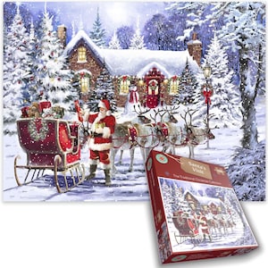 Santa&#39;s Visit Jigsaw Puzzle: 1000 Piece Christmas Scene (66 x 50cm)
