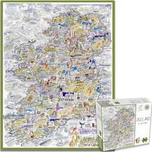 Legpuzzel van 1000 stukjes - komische kaart van Ierland, kunstwerk van Tim Bulmer - puzzels van 1000 stukjes voor volwassenen - kleurrijke puzzel, 66 x 50 cm