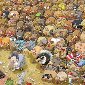 Jigsaw Puzzles For Adults - Chaos at Turkey Farm - 1000 or 500 Piece Jigsaw Puzzles For Adults, Teens, Kids | Made In The UK