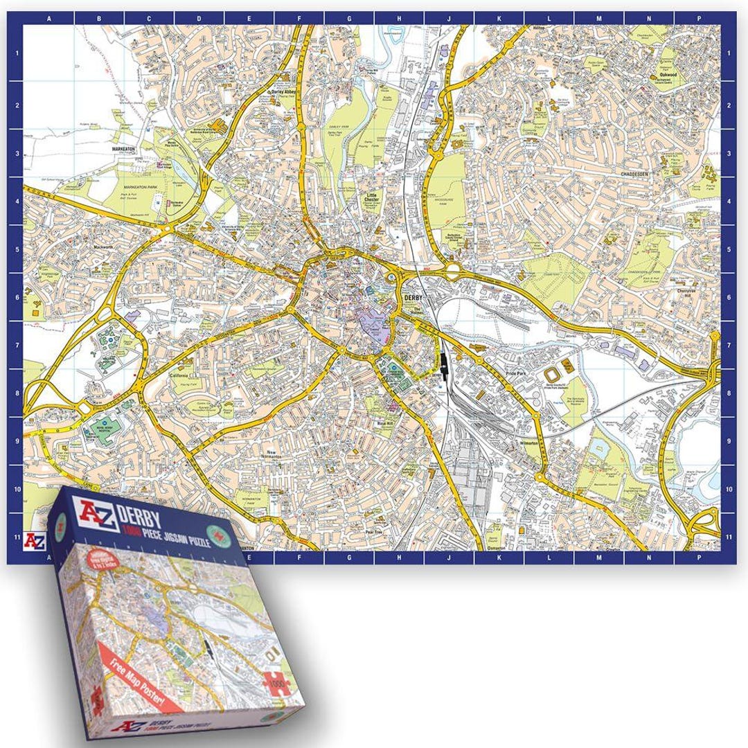 Derby A-Z Map Jigsaw Puzzle - 1000 Piece Adult Nostalgic Gift - Etsy