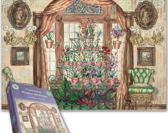 Blooming Conservatory Window Jigsaw Puzzle - 1000 Piece Vibrant Nature Scene