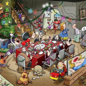 Jigsaw Puzzles For Adults - Chaos at Christmas Lunch - 1000 or 500 Piece Jigsaw Puzzles For Adults, Teens, Kids | Made In The UK