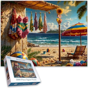 Beach Life 1000 Piece Jigsaw Puzzle – Colourful Coastal Escape with Sun, Sand & Sea - For Adults - Size 50 x 66 CM