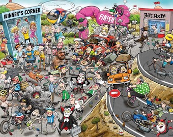 Cycling Tournament Jigsaw Puzzle: Hilarious Chaos, 1000 Piece