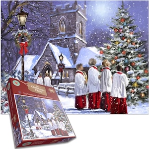 500 Piece Jigsaw Puzzle - The Christmas Choir Festive Santa for Adults - Family Fun Games for Xmas
