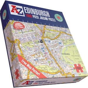 Mapa de Edimburgo da Grã-Bretanha A-Z, quebra-cabeça de 1000 peças - Mapa de rua exclusivo, inclui guia, impressão, presente nostálgico, mapeamento para adultos