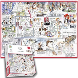1000 Piece Jigsaw Puzzle - Comical Gin by Tim Bulmer 1000 Piece Puzzles for Adults Colourful Jigsaw Puzzle, Gift for Gin Lovers 66cm X 50cm