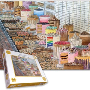 At The Farmer&#39;s Market 1000 Piece Jigsaw Puzzle Scrumptious Home-Baked Cakes Perfect Puzzle for Food Lovers Illustrated by George&#39;s Bakery