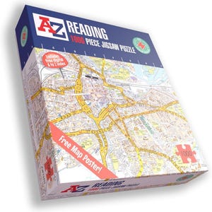 Carte de la Grande-Bretagne de A à Z, 1000 pièces - Carte des rues exclusive - Guide avec impression et carte cadeau nostalgique pour adultes