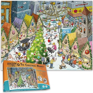 Djigsaw Vu Christmas Puzzle Set – 2 x 1000 Piece Jigsaw Puzzle Set by Ricardo Galvao Time Travel Puzzle  Futuristic & Vintage Classrooms