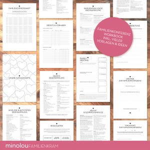 Familienkonferenz Workbook | Familienrat organisieren | 15 Seiten PDF | Familienwerte, Regelkarten, Dienstplan & Vorlagen