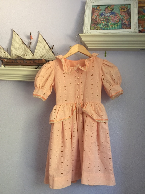 Vintage Girls Peplum Eyelet dress
