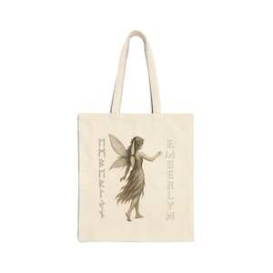 Whimsical Fairy Cotton Canvas Tote Bag, Fairy Tote, Eco-Friendly Shopping Bag, Personalized Gift, Boho Chic, Summer Adventure