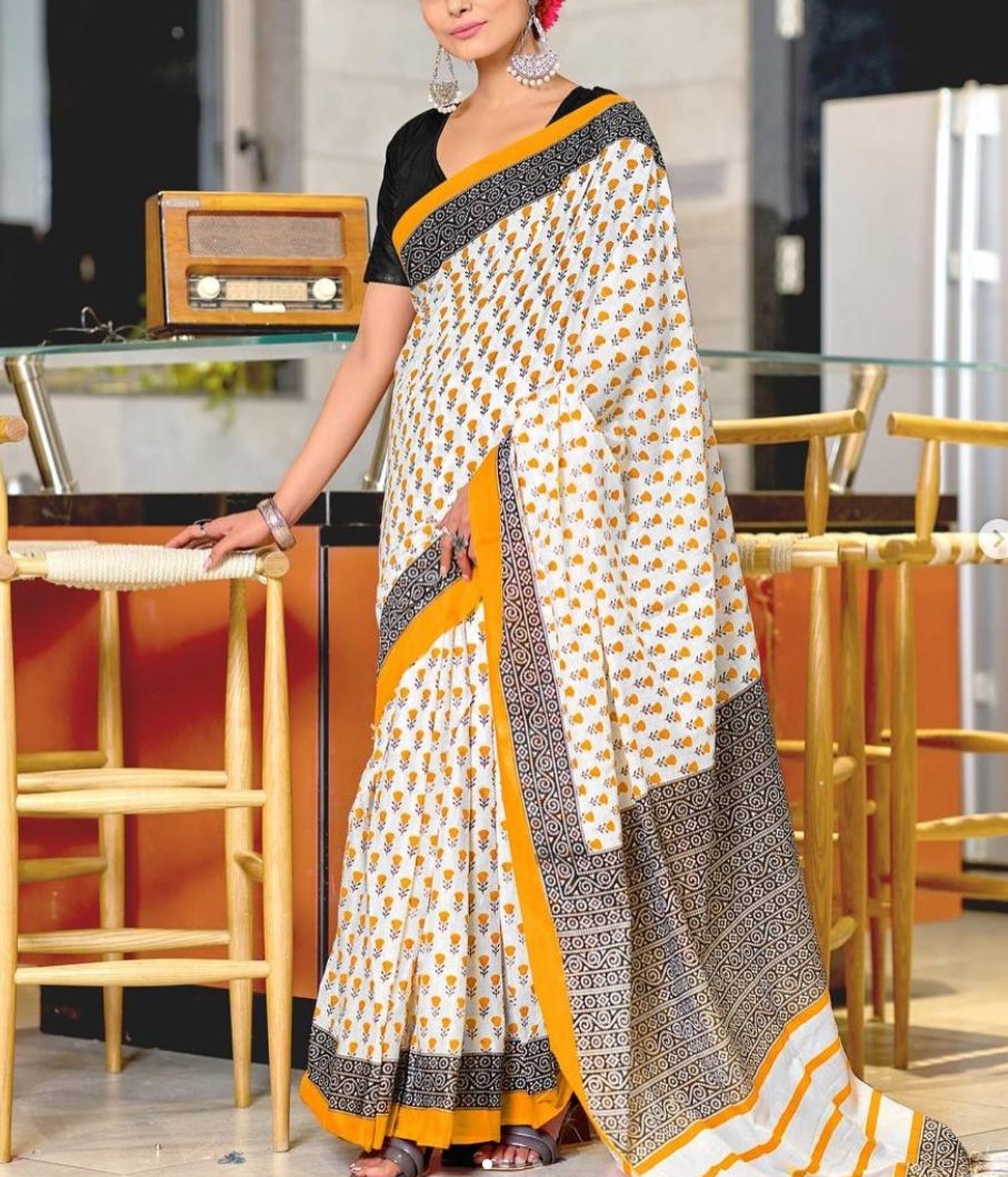 Block Print Cotton Saree