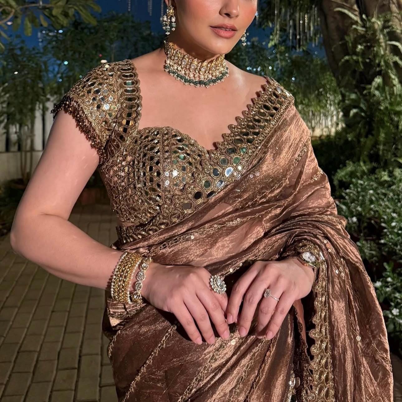 Shoulder Pearl Saree Blouse Brooch Golden Brooch With Pearl Decor