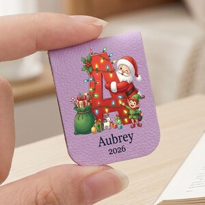 Segnalibro di Natale personalizzato, regalo di Natale con nome personalizzato, segnalibro con iniziale di Babbo Natale, regalo di Natale per lettori, pensierino per la calza di Natale