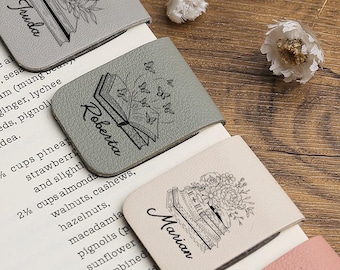 Personalized Bookmark,Custom Magnetic Bookmark With Name,Bridesmaid Gifts,Bookmark for Women,Leather Bookmark,Custom Library Bookmark