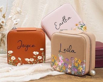 Personalisierte Schmuckschatulle, Geburtstags-Party-Geschenke, kundenspezifische Reise-Schmuckschatulle, Hochzeitsgeschenk für Frauen Freund, Leder Schmuckschatulle, Geschenk für sie