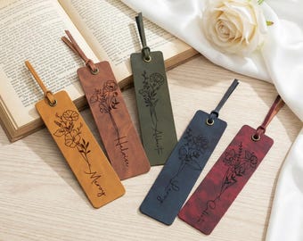 Marcapáginas de cuero personalizado, marcapáginas con nombre grabado a medida, regalo para amantes de los libros, regalo para lectores, accesorio de libros único para ella.