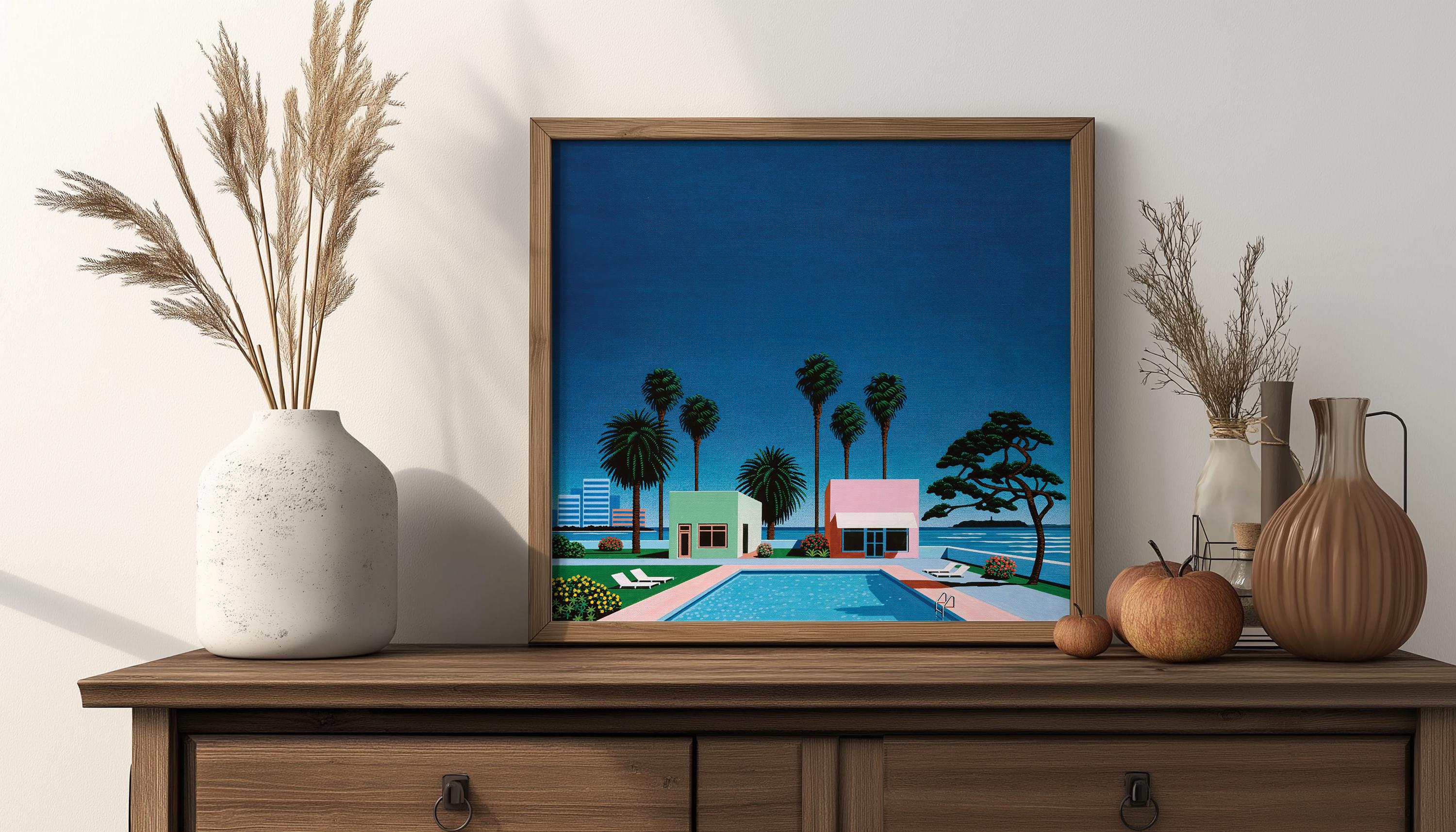 Pacific Breeze by Hiroshi Nagai, Wooden Framed Art, Japanese Retro