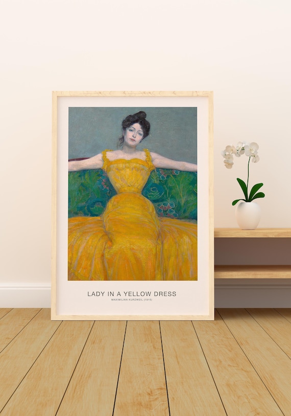 Lady in a Yellow Dress 1915 - Maximilian Kurzweil Wooden Framed Art,  Classic Portrait Print, Vintage Style Wall Decor, - Etsy