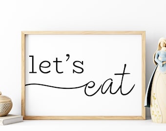 let's eat Wooden Framed sign, kitchen signs, kitchen decor, eat wall art, dining room signs, rustic wood signs, farmhouse wall decor