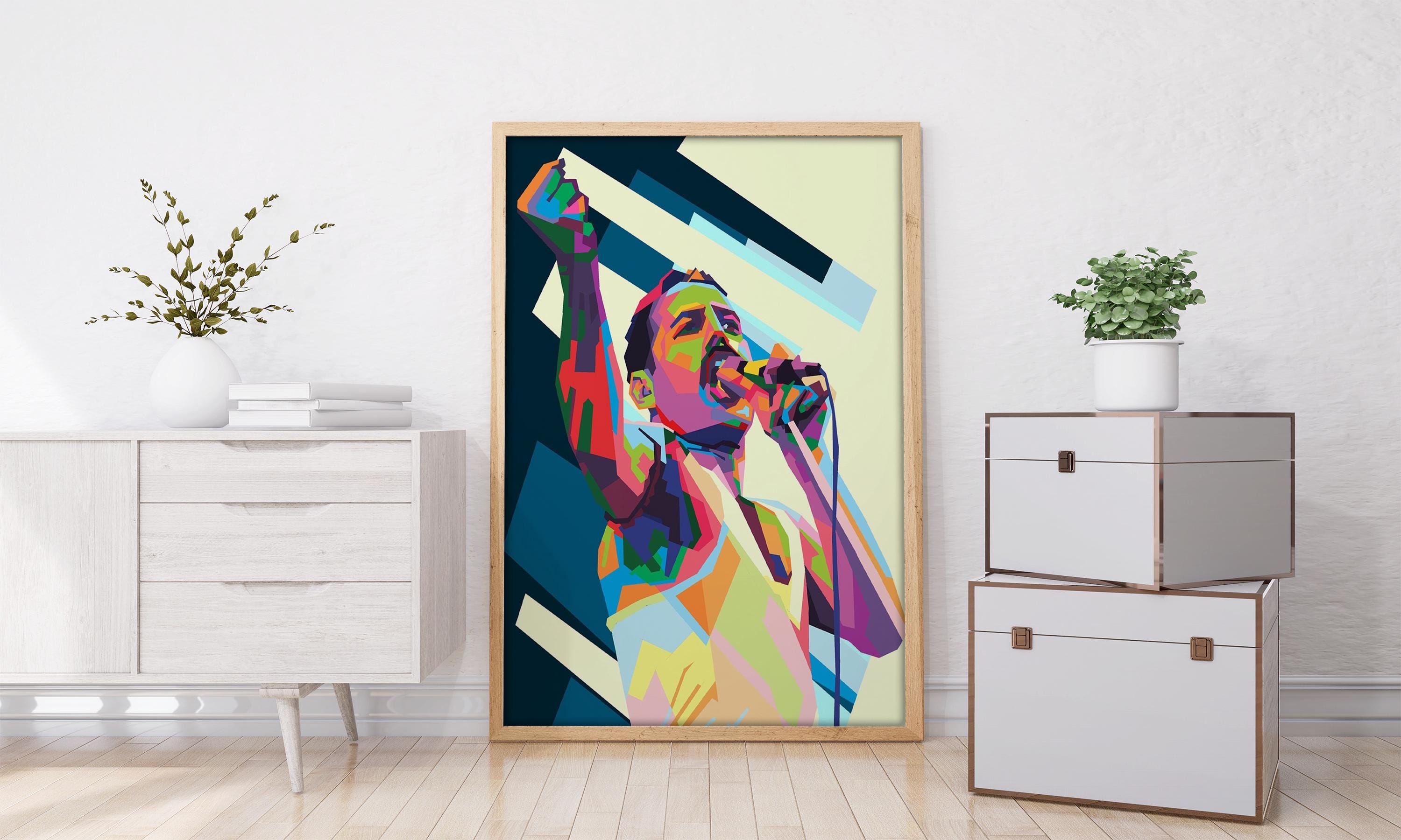 フレディ・マーキュリー クイーン 木製フレーム ウォールアート