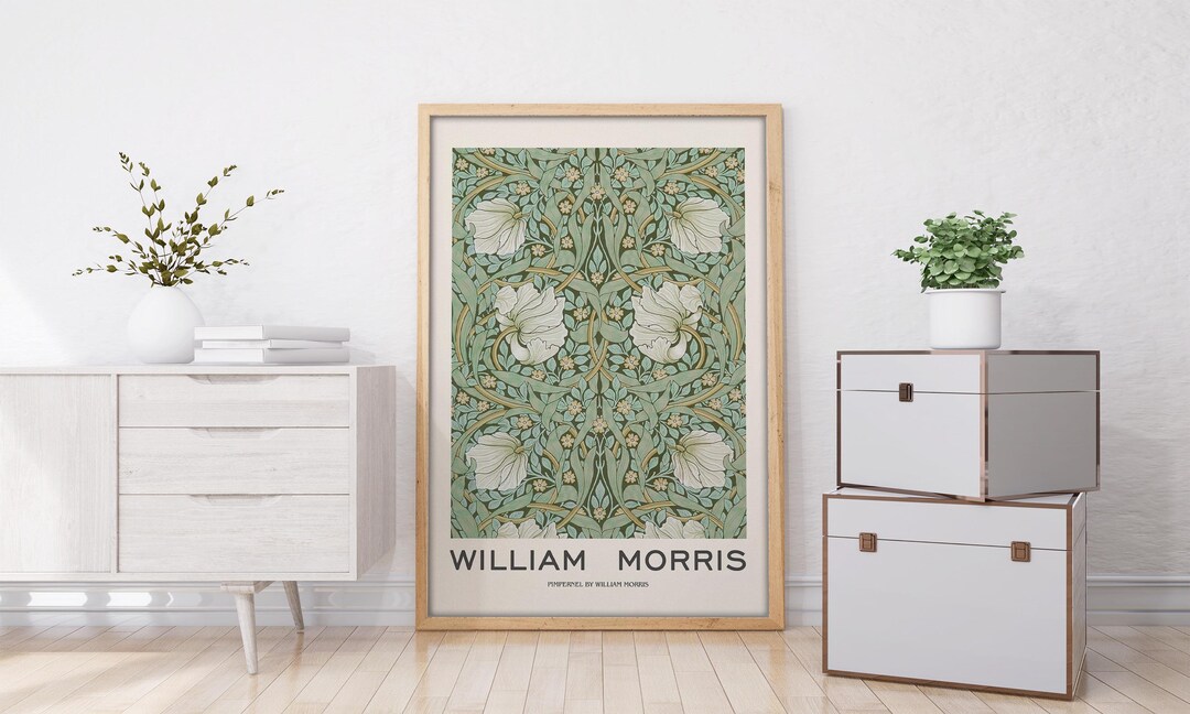 William Morris Pimpernel Flowers, Framed Wooden Wall Art Print Historic ...