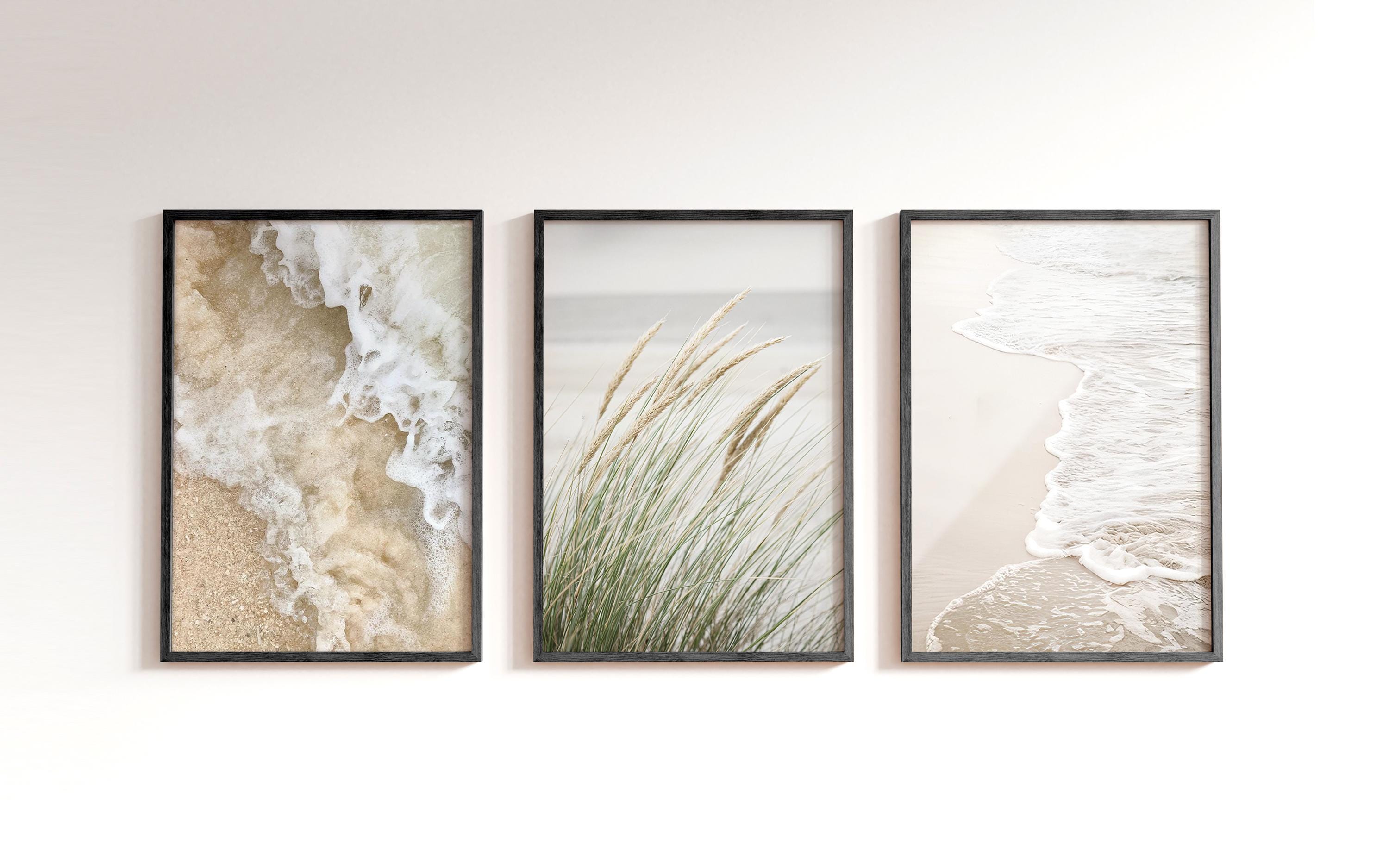Beach Coastal Wooden Framed Print Set of 3 Wall Art Ocean Print Set ...