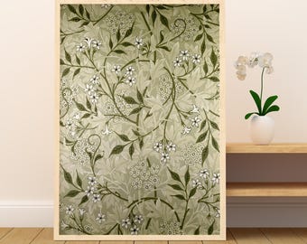 Jasmine By William Morris, Wooden Framed Art, Floral Retro Wall Print, Aesthetic Decor, Vintage Coastal Poster