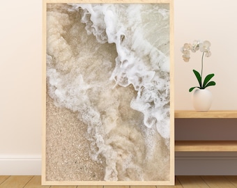 Ocean Wave Wooden Framed Art Coastal Decor Neutral Wall Art Beige Decor Tropical Art Pastel Wall Art Ocean Poster Beach Print Boho Wall