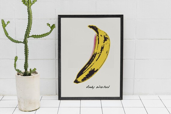 Andy Warhol Banana Wooden Framed Art, American Pop Art, Vintage