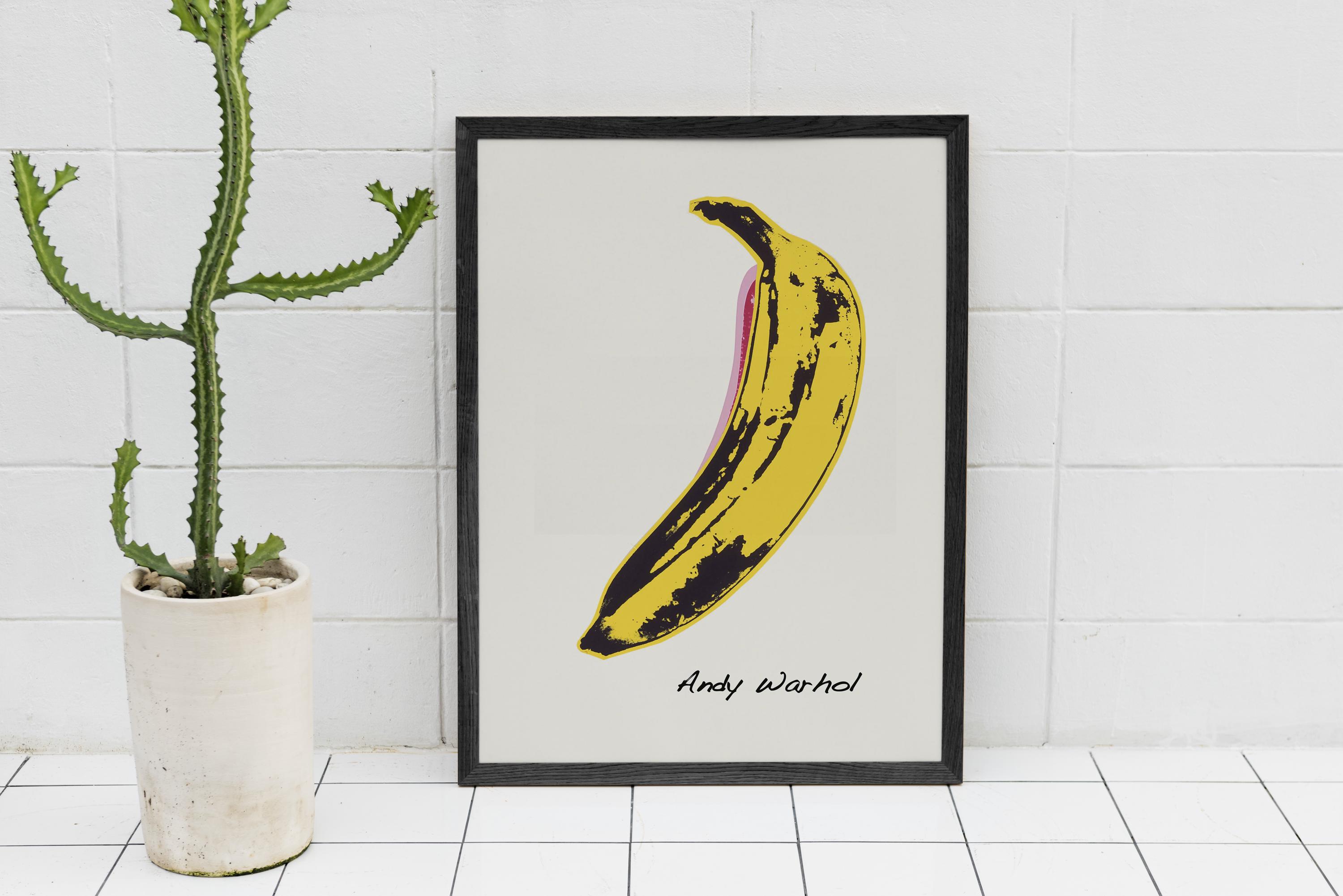 Andy Warhol Banana Wooden Framed Art, American Pop Art, Vintage