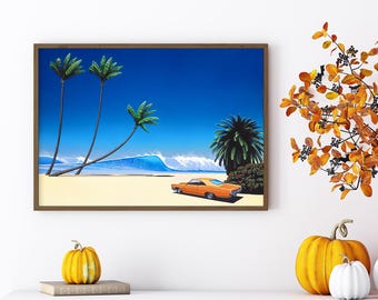 Impender Beach by Hiroshi Nagai, Wooden Framed Art, Japanese Retro