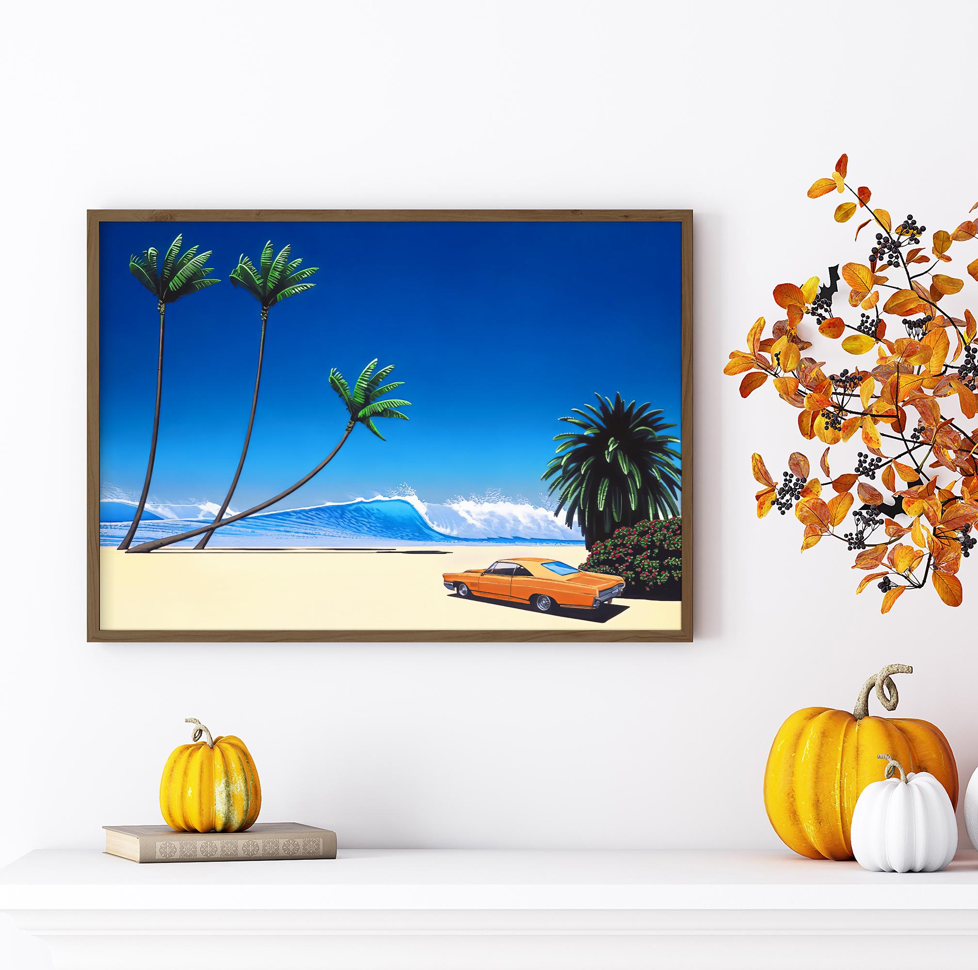 Impender Beach by Hiroshi Nagai, Wooden Framed Art, Japanese Retro