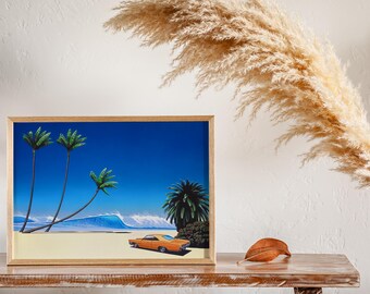 Impender Beach by Hiroshi Nagai, Wooden Framed Art, Japanese Retro