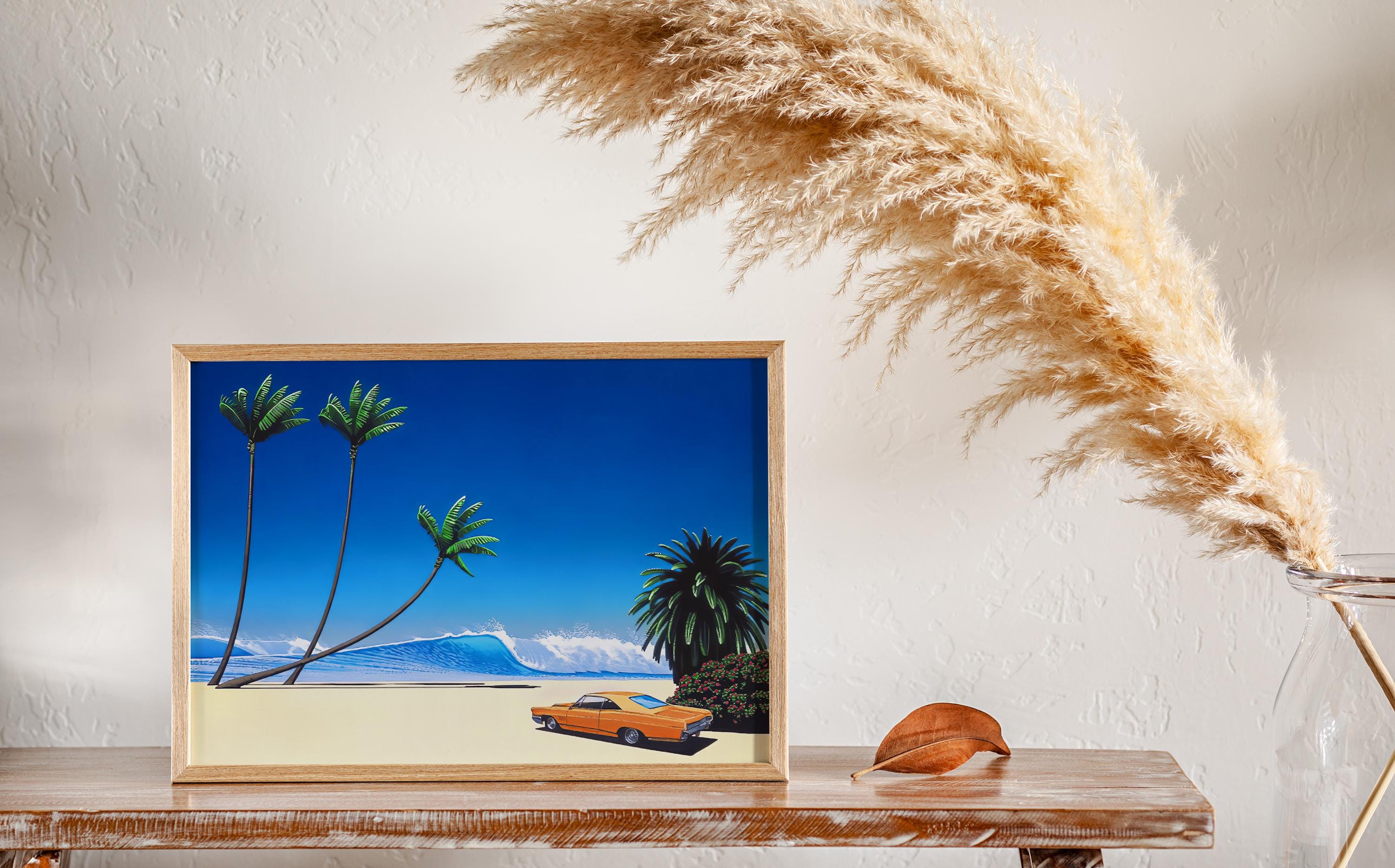 Impender Beach by Hiroshi Nagai, Wooden Framed Art, Japanese Retro