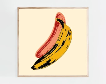 額装済/Banana/ジュールベリ ベルク/インテリア/ポスター/アート Andy Warhol Banana, Wooden Framed Art, Iconic Pop Art Print, Bold