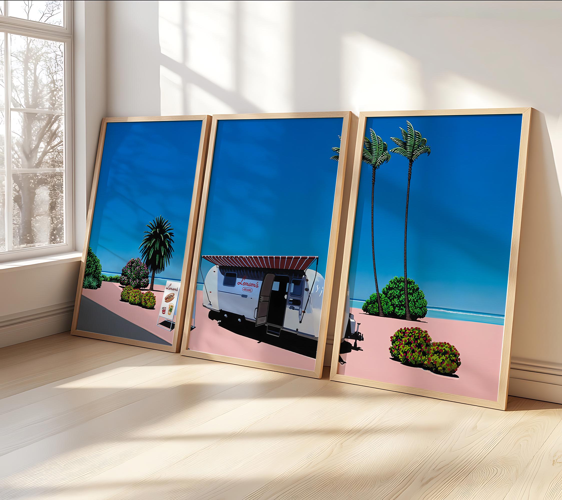 Lemson's Beams by Hiroshi Nagai Set of 3, Wooden Framed Art
