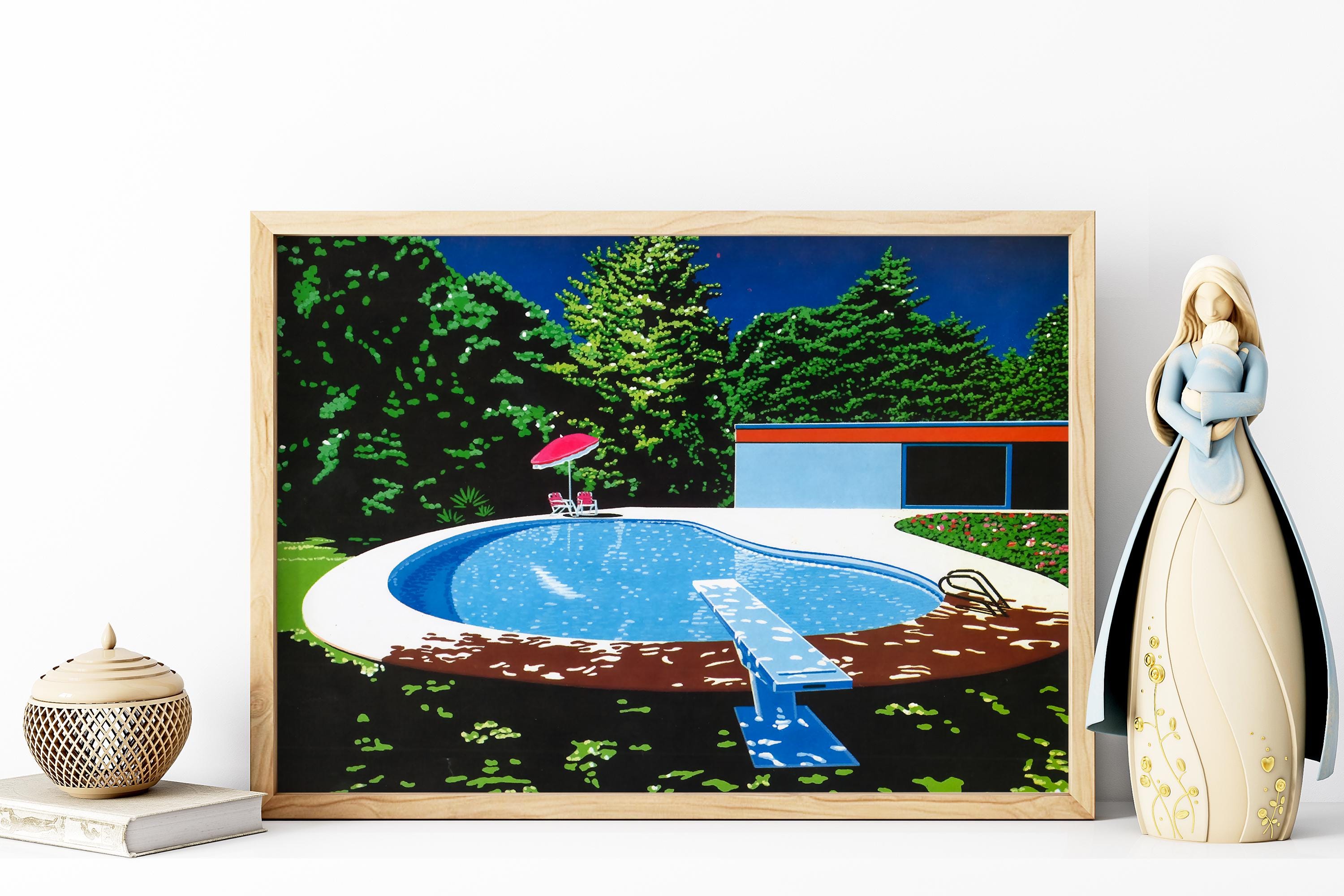 NIAGARA Hiroshi Nagai, Wooden Framed Art, Japanese Retro Wall