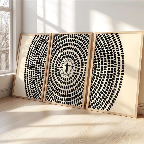 Jesus Feeds The 5000 Wall Art Set of 3, Wooden Framed Religious Bible Decor, Black Canvas Prints