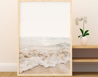 Neutral Beach Wooden Framed Wall Art Pastel Beach Print Coastal Art Sand Wall Art Beige Boho Decor Coastal Wall Art Ocean Picture